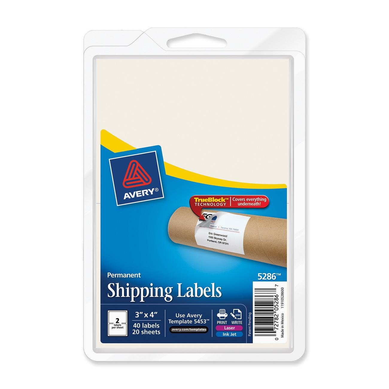 Avery 5286 Shipping Labels, Laser/Inkjet, 3