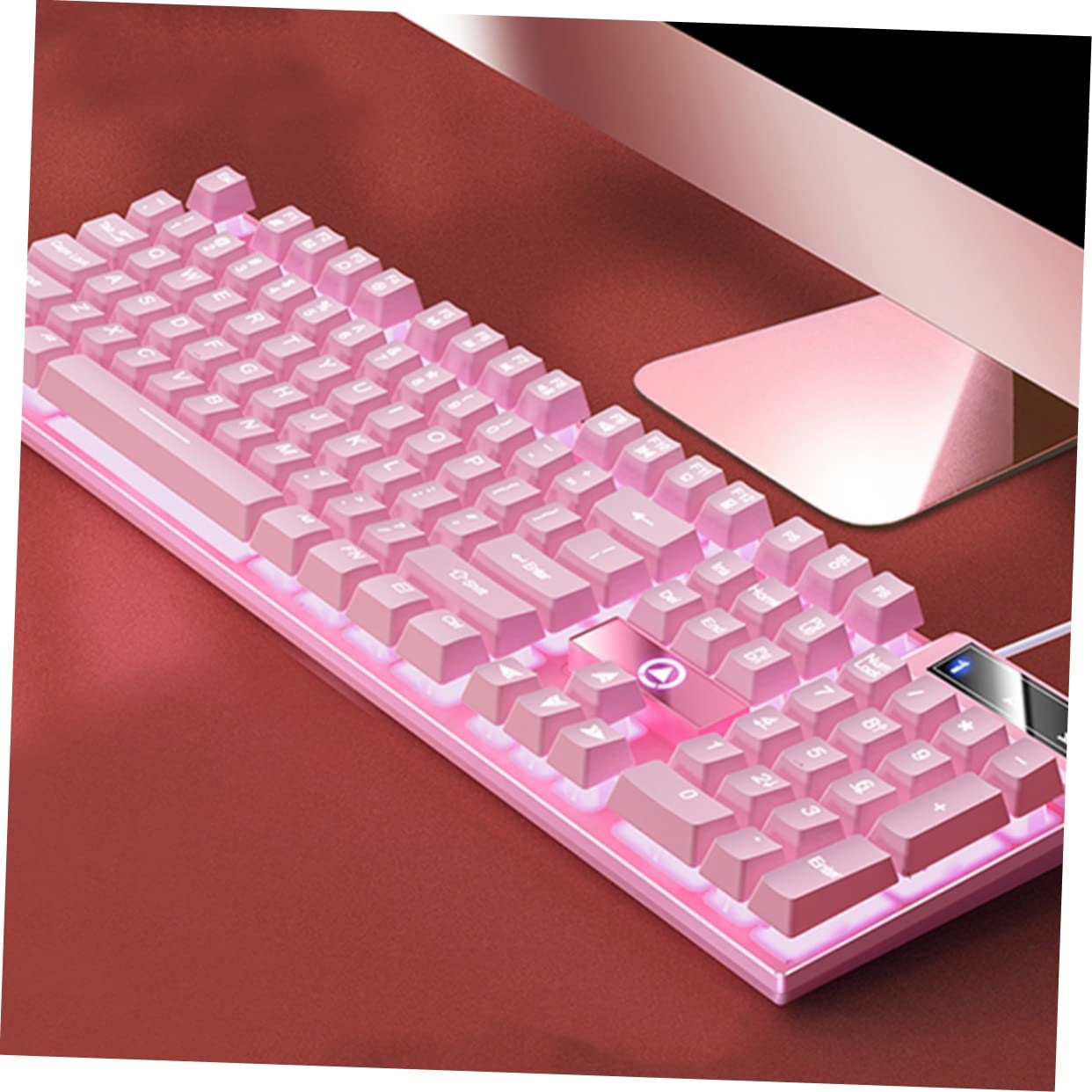 UKCOCO Clavier RGB 104 Touches - Éclairage LED RVB pour Jeux et Bureau - avec Drainage Arrière pour Sécurité Liquide - Ergonomique pour Confort Prolongé - pour Jeux Intensifs et Travail de Bureau