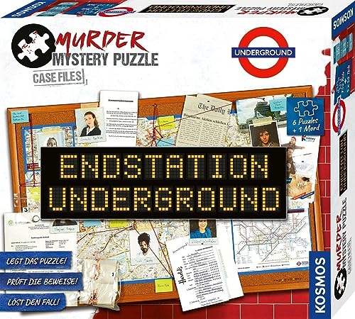 KOSMOS 682170 Murder Mystery Puzzle Case Files Endstation Underground, Erlebnispuzzle, Puzzle Meets Crime, alleine oder im Team, ab 16 Jahren, mehrere Puzzles, zahlreiche Beweisstücke, Krimi Spiel
