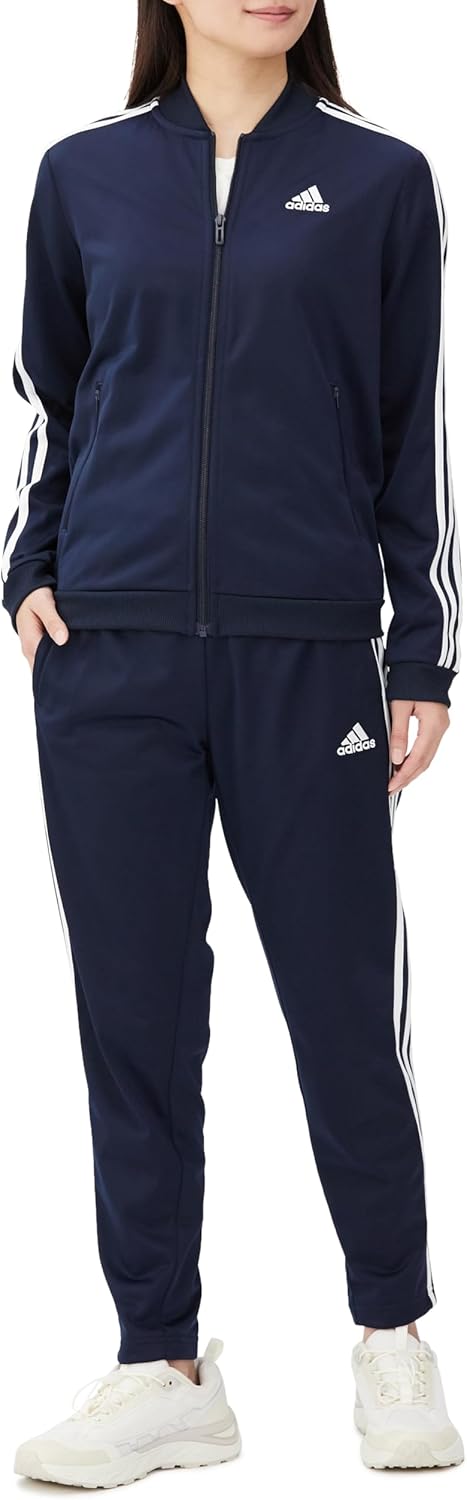 Adidas Necessities 28862 Ladies’s Jersey Prime and Backside Set, 3-Stripes Tracksuit