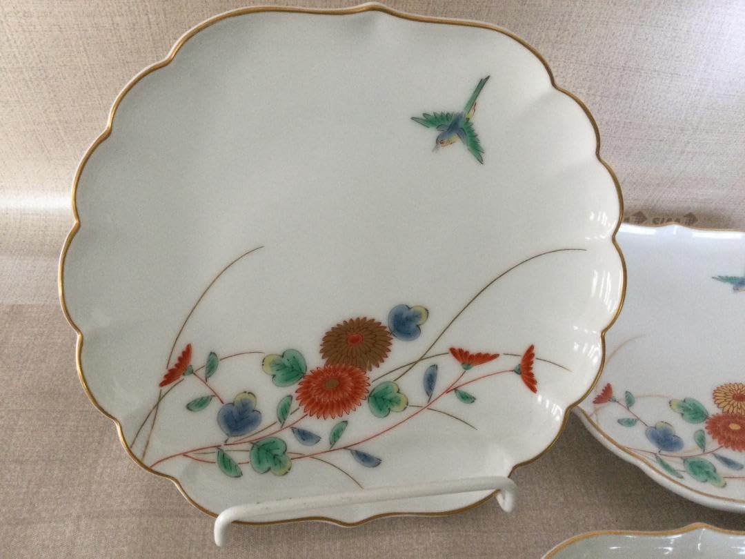 Amazon.co.jp: 深川製磁 和皿揃 菊小鳥金彩5枚セット 色絵 宮内庁