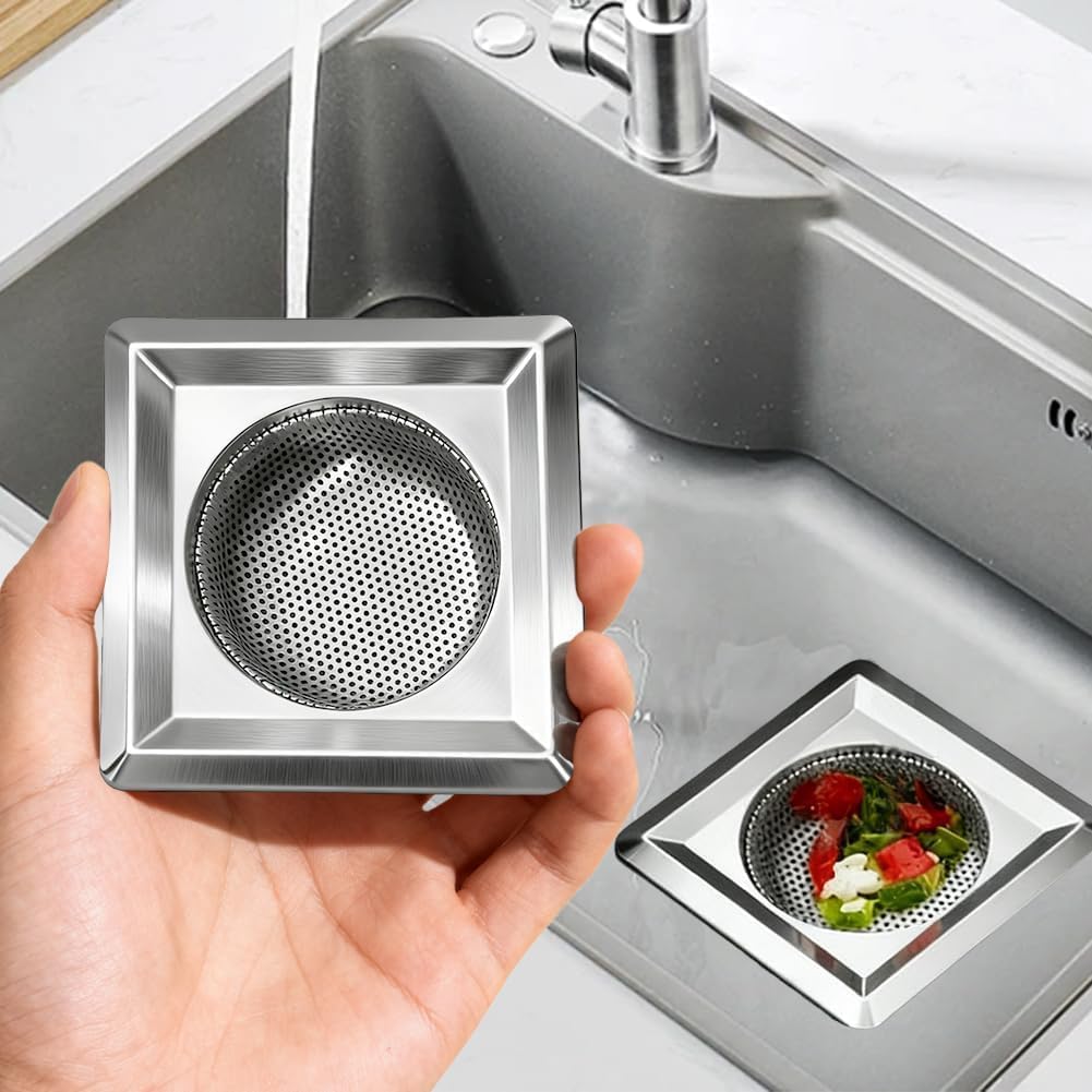 EDNITA Square Stainless Steel Kitchen Sink Strainer – Silver Perforated Drain Filter for Food Waste & Clog Prevention | Rust-Resistant, Easy to Clean (Pack of 1)-image-38