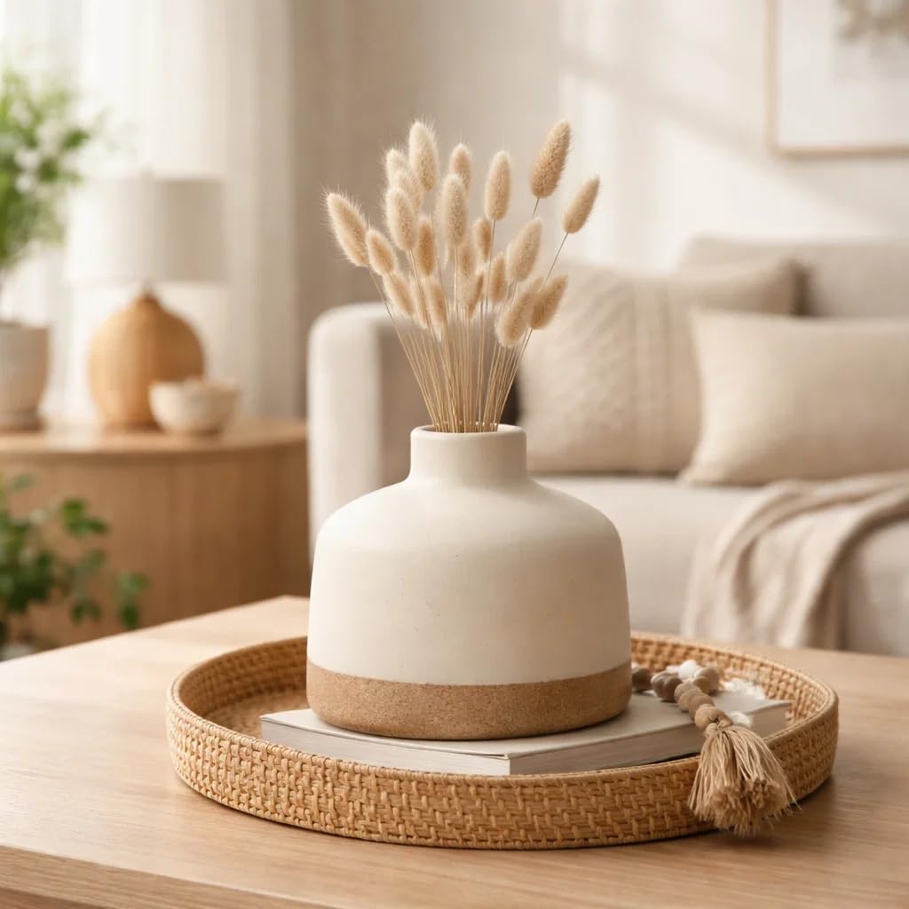 SPHINX Decorative Ceramic Vase, Flower Vase, Pampas Grass Vase, Vase for Money Plant Live Plants, Centrepiece for Home, Office,Gifts - (Small Bottle Two Tone, 5.5 Inches)