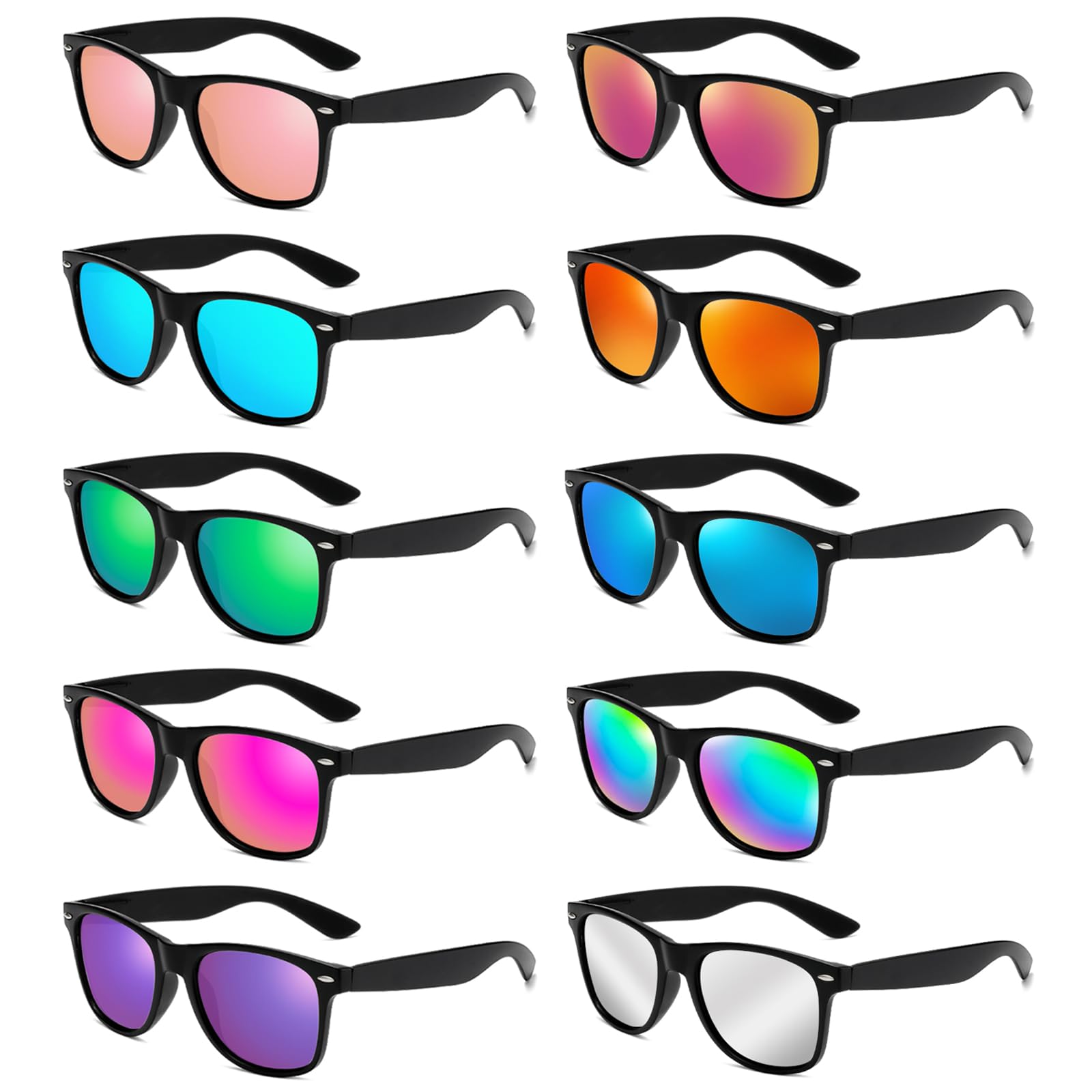10/20 Packs Adults Wholesale Neon Colors Square Retro Style Party Favors Sunglasses