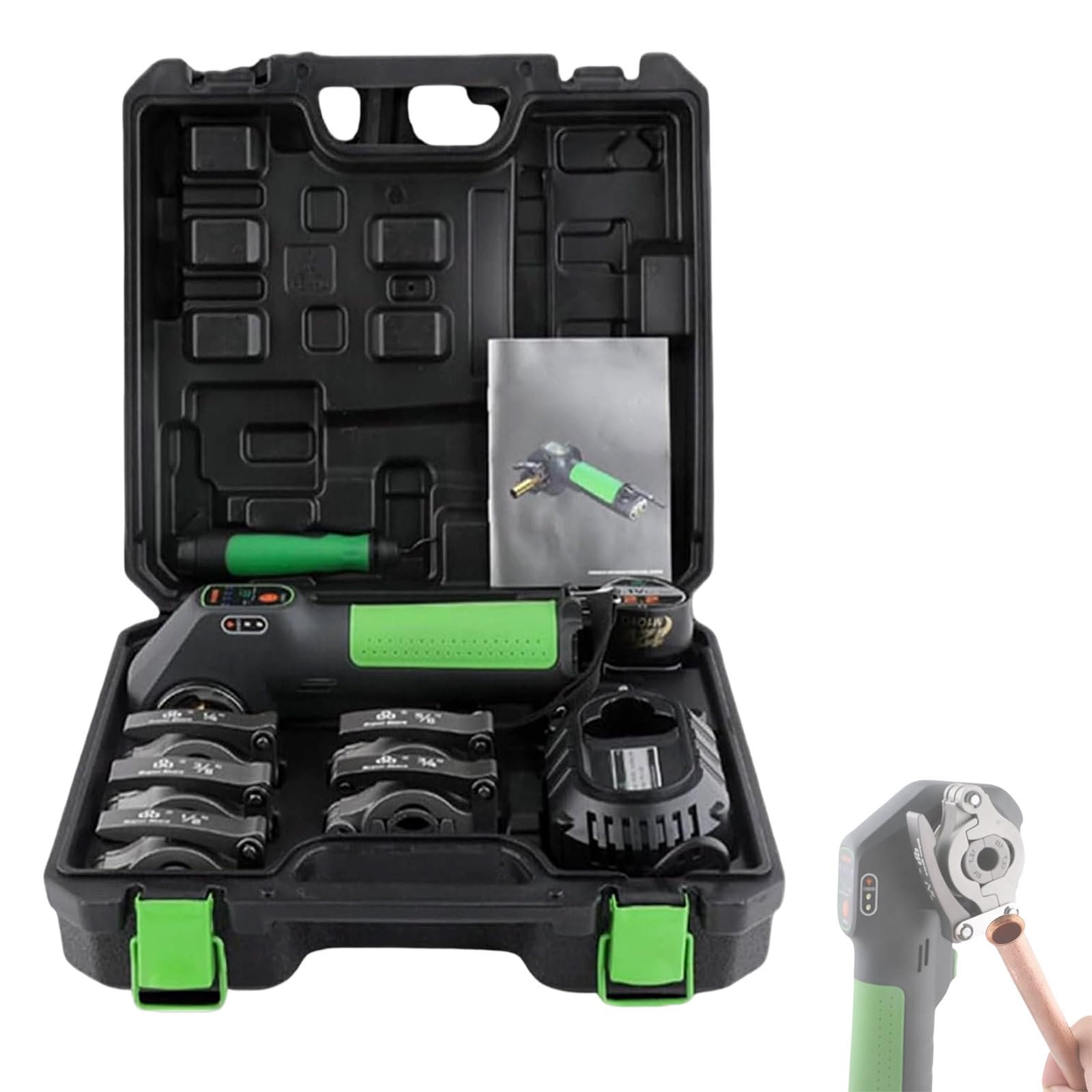 DzkZen Tube Expander kit, Efficient Lithium Ion Tube Expander Eccentric Copper Pipe Flaring Tool Air Conditioning Maintenance Dedicated Equipment 1battery