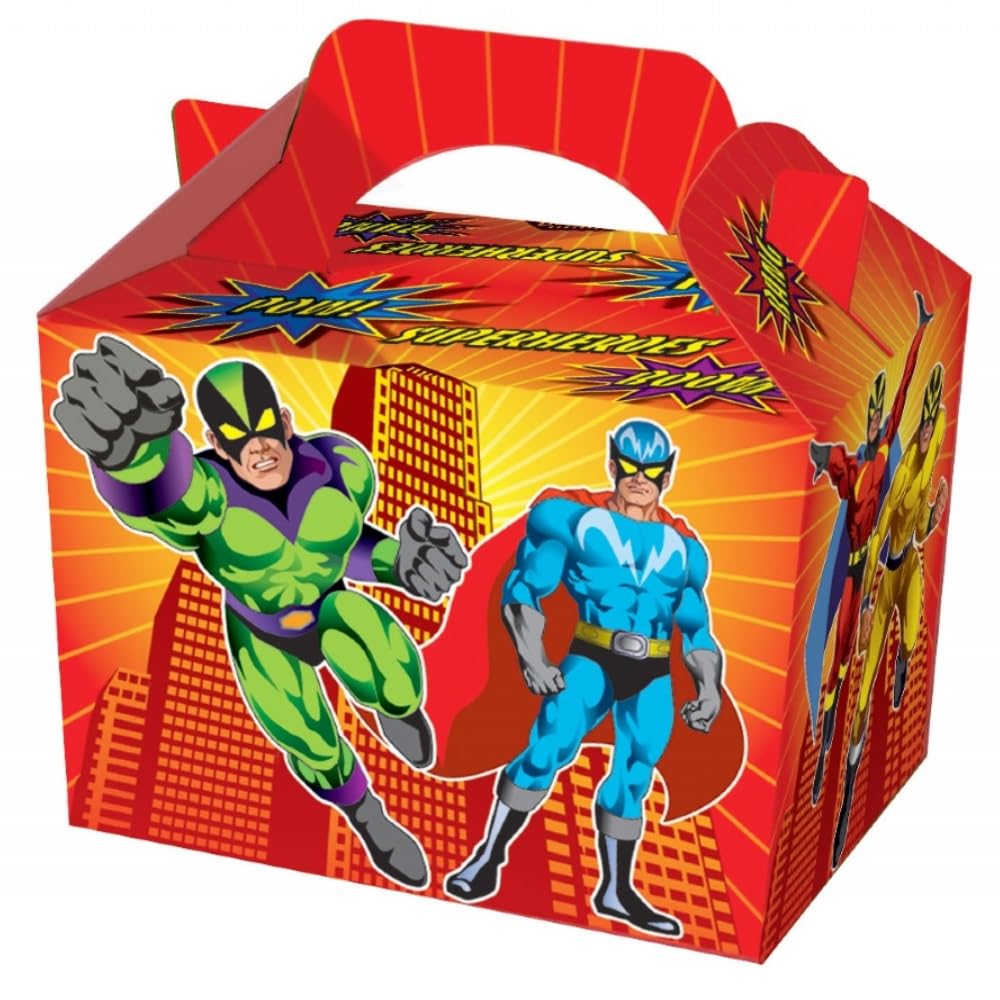 SUPER HERO DESIGN Childrens Kids Carry Food Birthday Party Bag Meal Box (20)