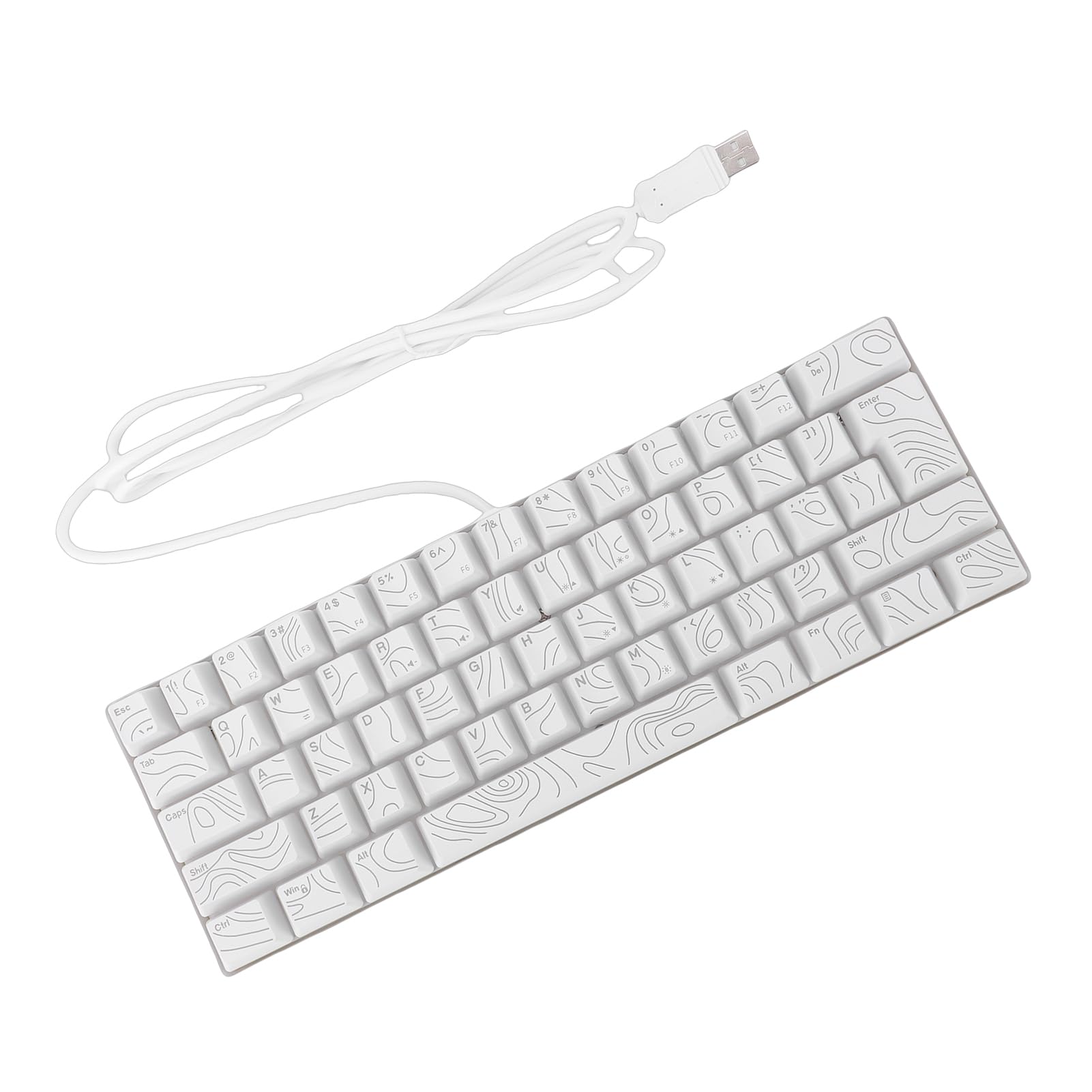 Luqeeg Klawiatura do Gier z 61 Klawiszami Rgb 60% Mechaniczna Podświetlana Klawiatura Rgb 8 Jednokolorowa Klawiatura Przewodowa, Ergonomiczna Konstrukcja Anti Ghosting Wysoka (WHITE)