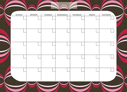 Brewster Pops de pared wpe99020 Peel & Stick Loopy – Calendario mensual de borrado en seco con marcador, color rojo