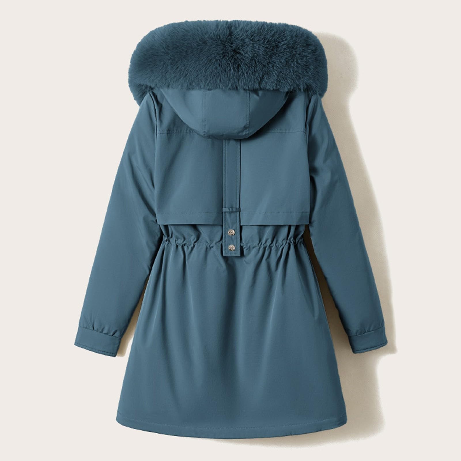 Generisch Damen Wintermantel in Übergröße mit Reverskragen Langarm dick gepolstert warme ideal für kalte Tage (Blue, XL)
