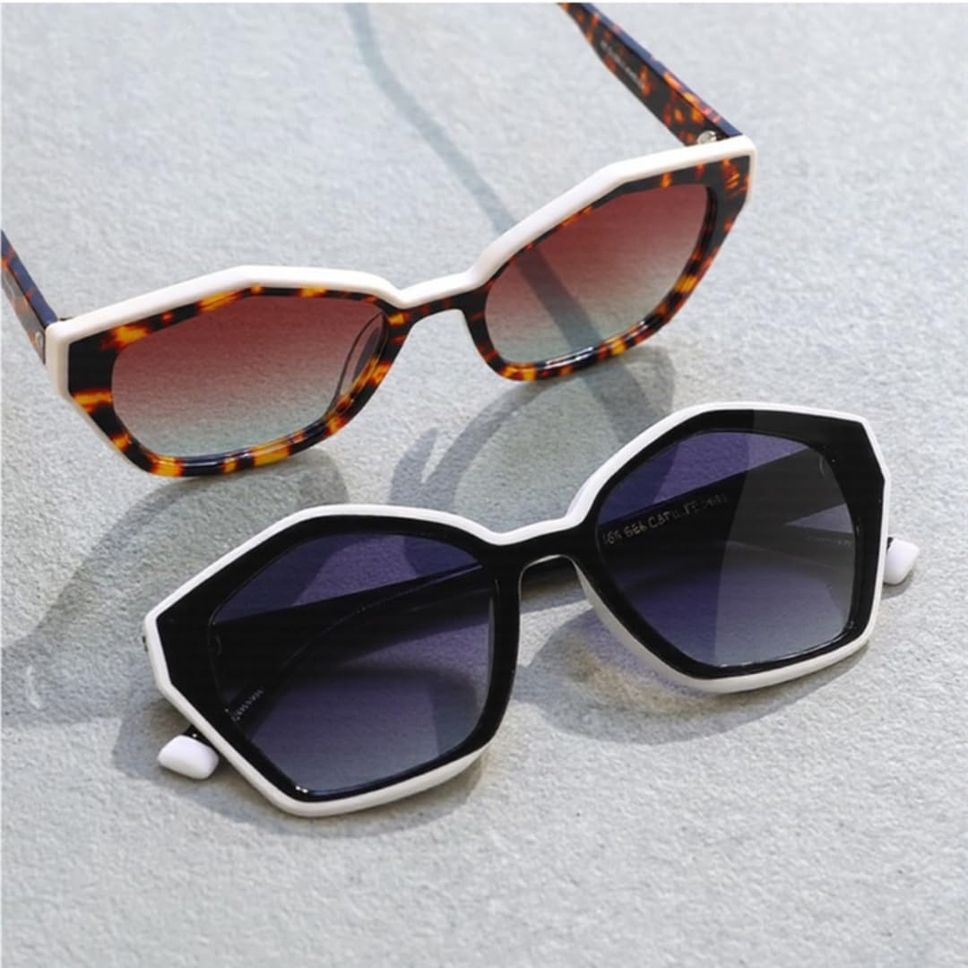Occhiali da sole in acetato con lenti sfumate polarizzate effetto patchwork, alla moda, con protezione UV400, stile retrò