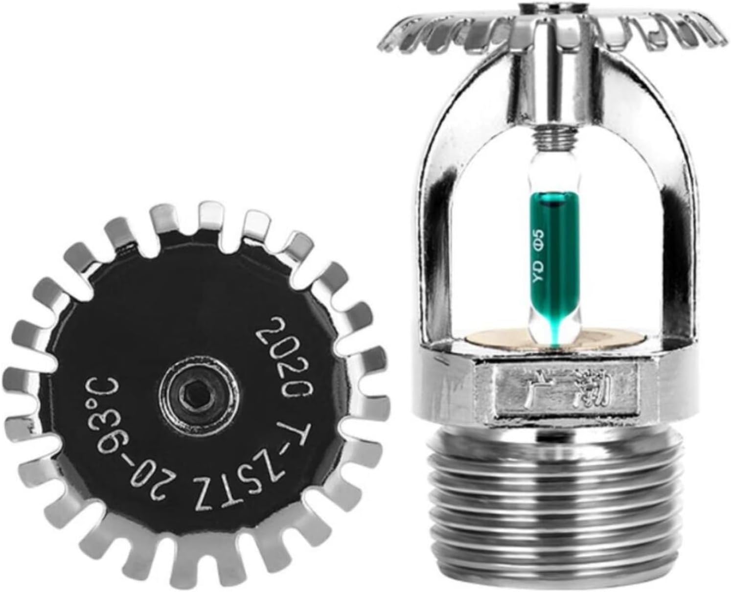 6 Pack Fire Sprinkler Head 199℉ (93℃) Upright Type 1/2" Thread Green High Temp for Kitchen Boiler Room