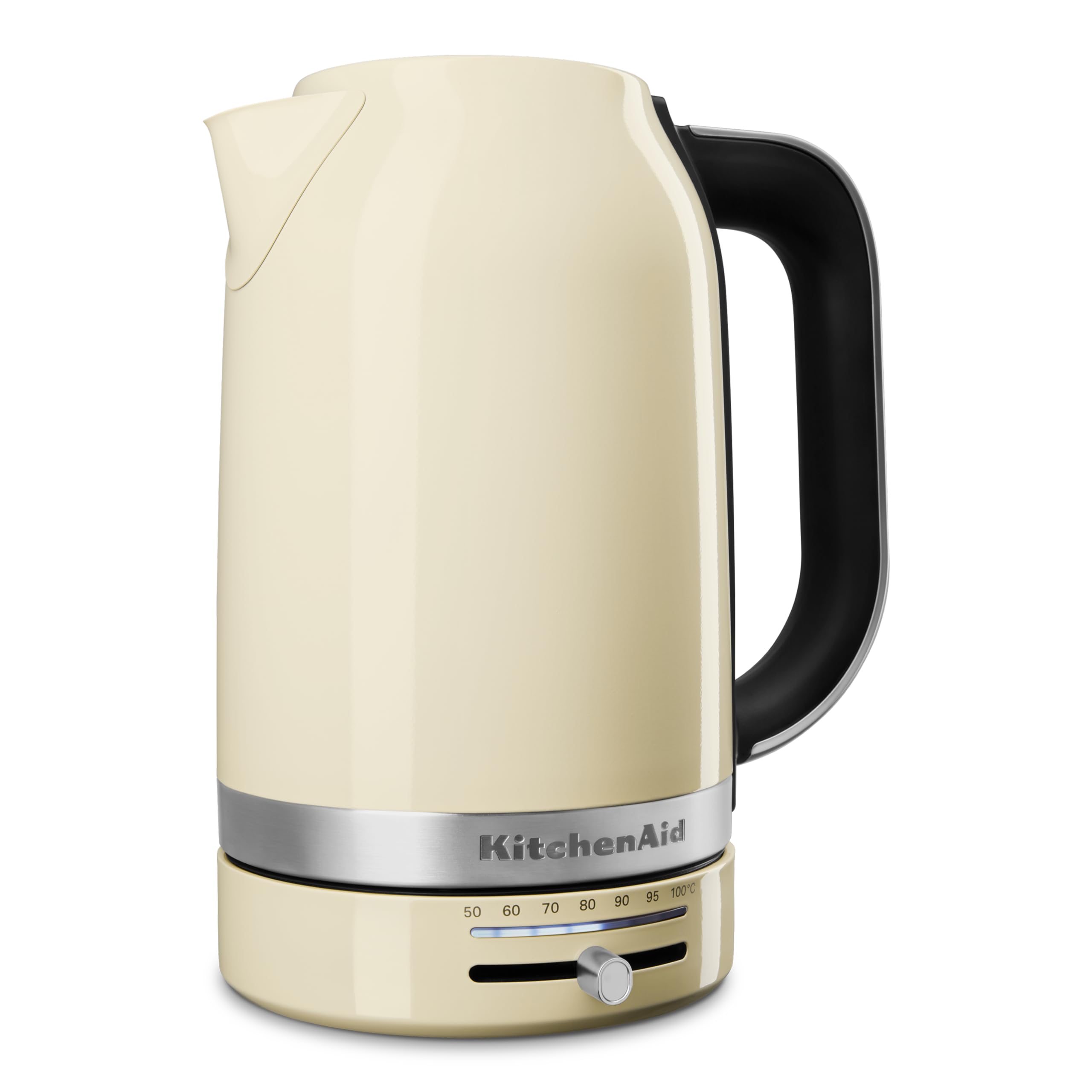 KitchenAid Hervidor de Agua Eléctrico con Control de Temperatura | Calentador Eléctrico de 1,7L | Jarra con Filtro Antical Extraíble | 2400W | Acero Inoxydable (Almendra)