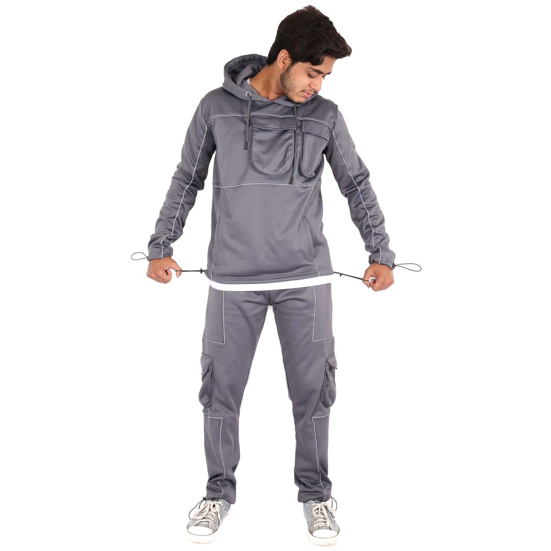 A2z Men's Grey Plain Athletic Tracksuit Top With Joggers Sweatpants Casual Gym Wear Exercise - Mts 2479 Xl