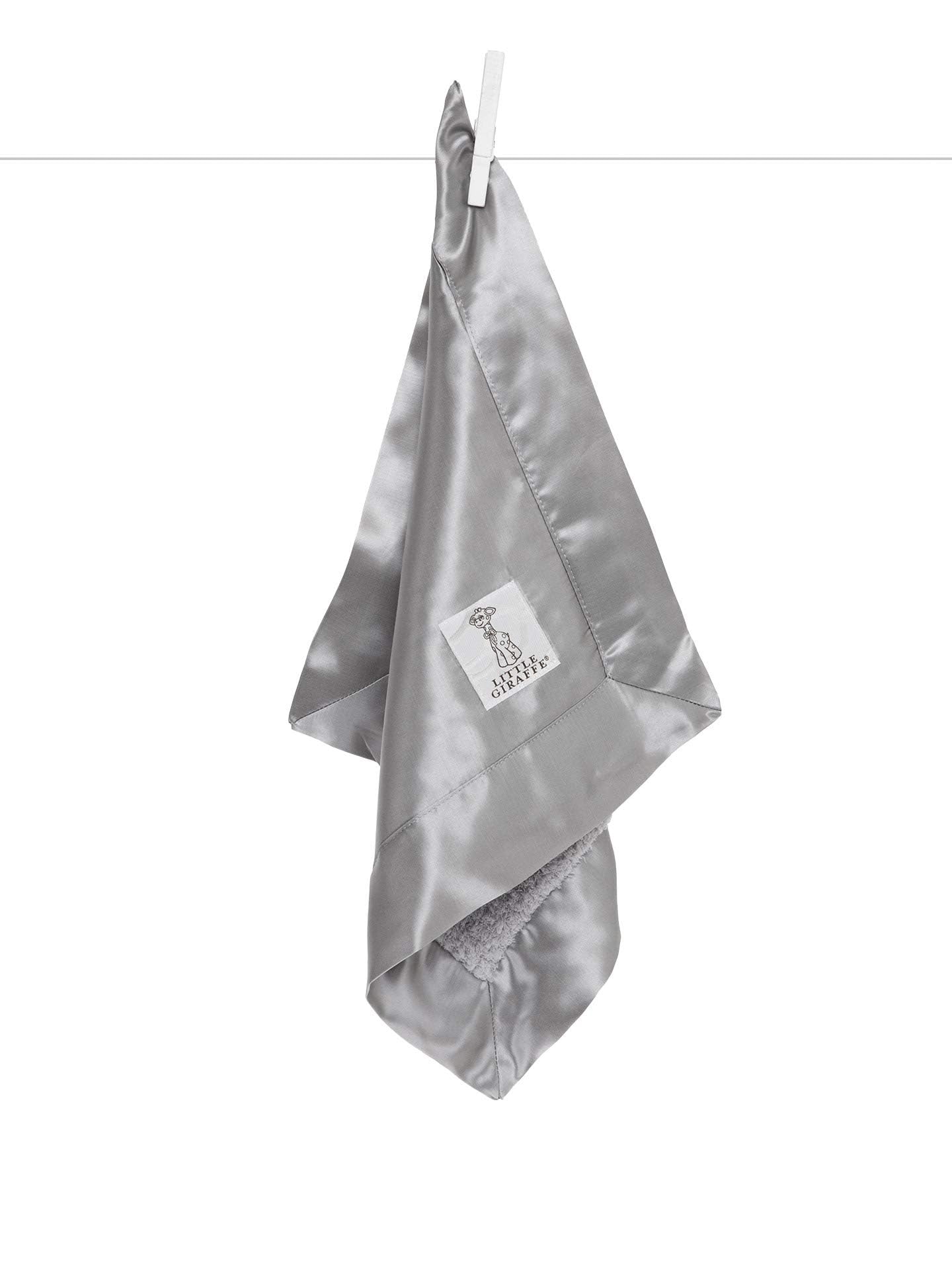 Little Giraffe Chenille Satin Blanky 17" x 17", Silver