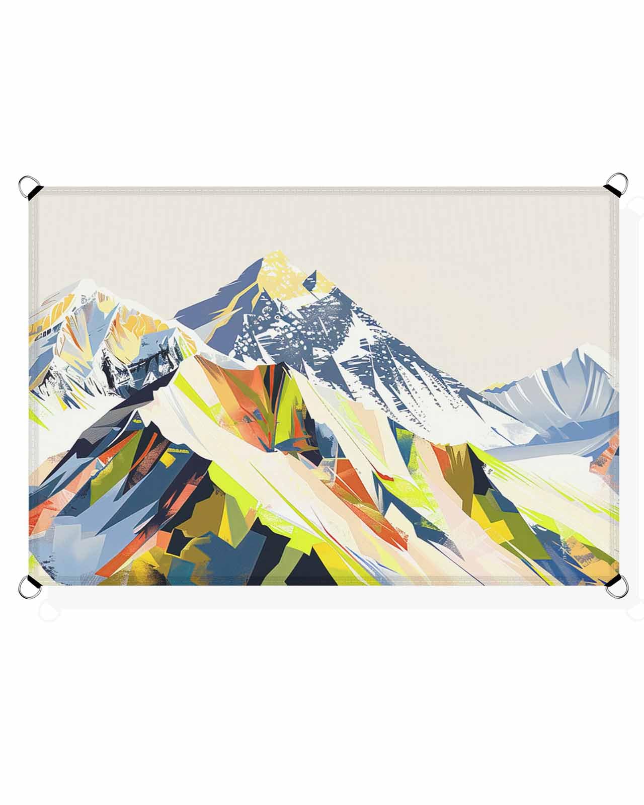 Sun Shade Sail 6.5' x 10' Outdoor Patio Cover Rectangular Shade Canopy Rustic Wood Grain Abstract Snowy Mountain Colored Oil Painting Waterproof Shade Cloth for Garden Sandbox Backyard