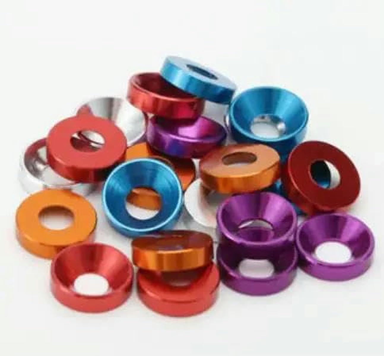 Lot de 5/10/100 joints de rondelle fraisée anodisée colorée en aluminium M2 M2.5 M3 M4 M5 M6 M8 pour vis à six pans creux DIN7991 - Rose - M8 100 pièces