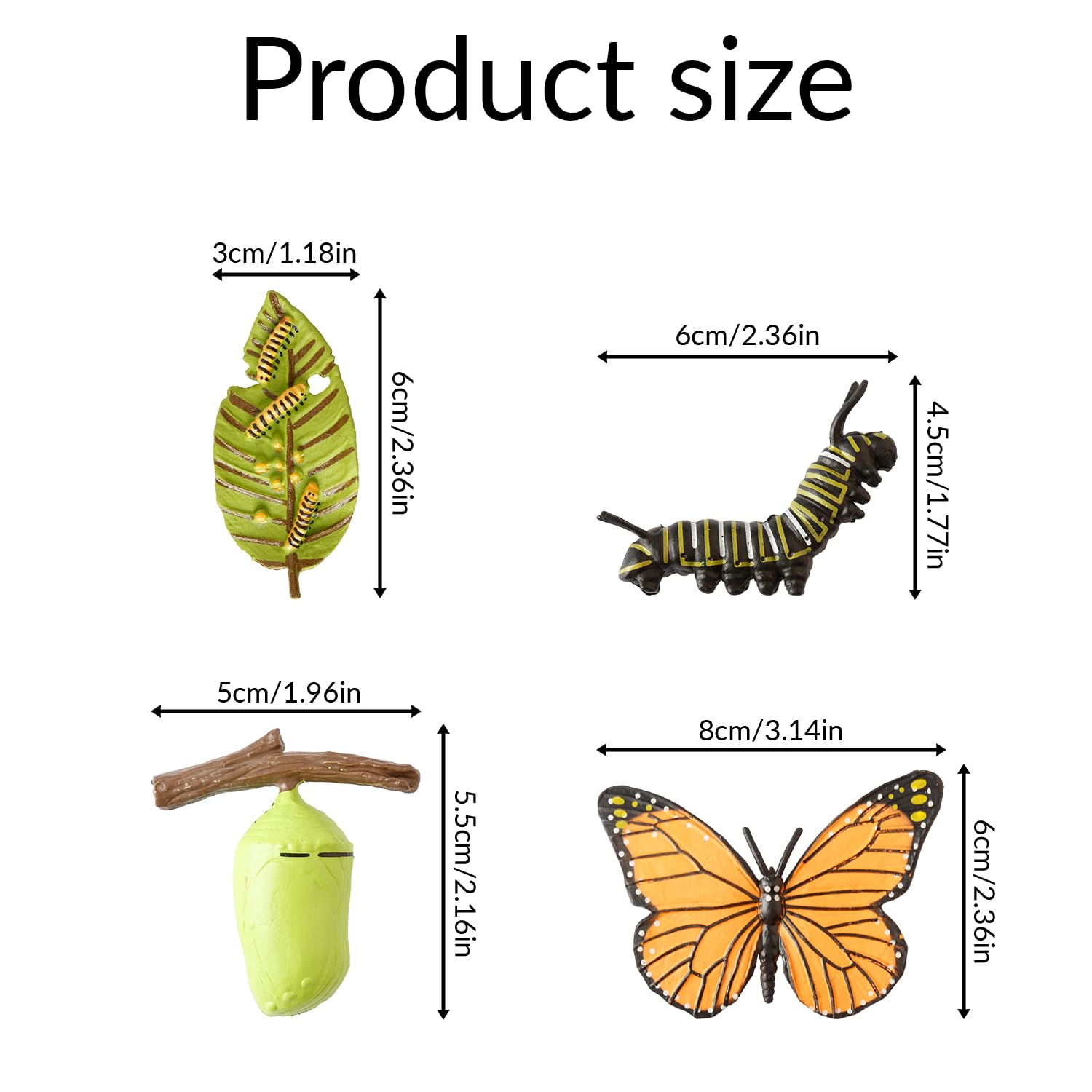 Tabanzhe Insect Figurines-4PCS Butterfly Life Cycle Growth Model Realistic Animal Figures Butterflies Cycle Stage Model Preschool Learning Teaching Tools - Image 2