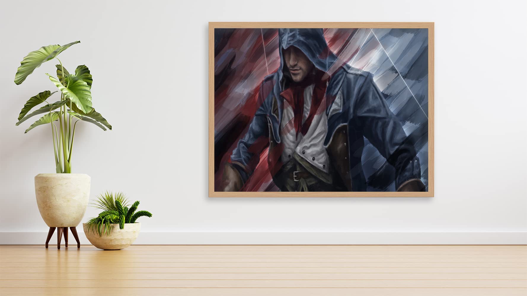 VERRE ART Printed Framed Canvas Painting for Home Decor Office Studio Wall Living Room Decoration (34x22inch Wooden) - aron-dorian-art-assassins-creed-unity