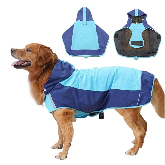 PETCUTE Impermeable para Perros con Capucha y Collar Agujero,Ultra-Light Chaqueta de Lluvia para Perros…