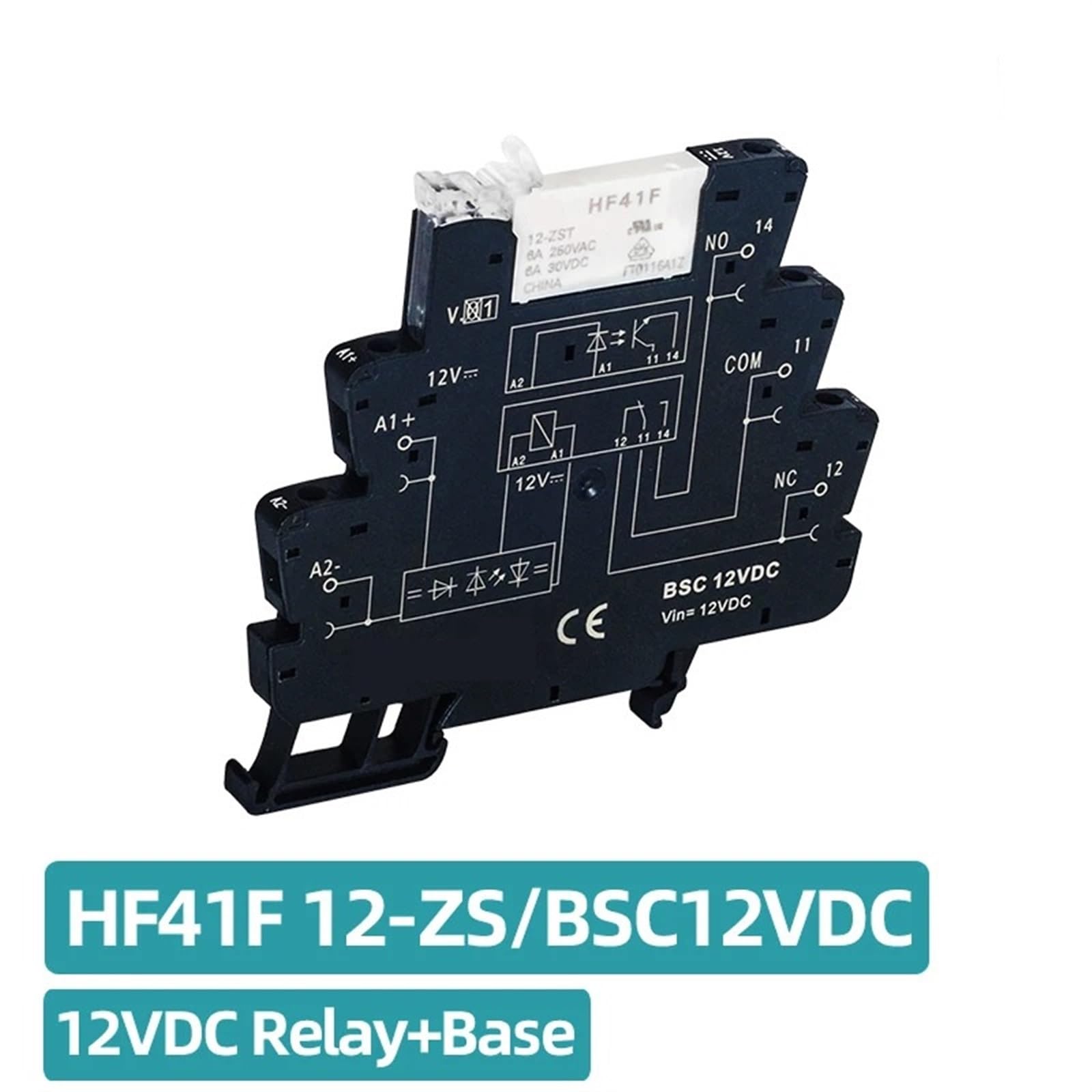 Mini indicador LED módulo de relé de Interfaz Delgada DIN 6A 250VAC relé de Bobina de Contacto electromagnético Voltaje de Control TRS 24VDC 1CO(12VDC)