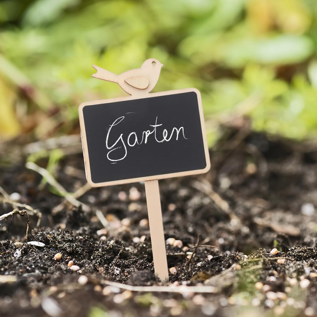 10 étiquettes Potager En Bois Forme Oiseau - Ardoise Effaçable - Pour Jardin, Herbes, Fleurs