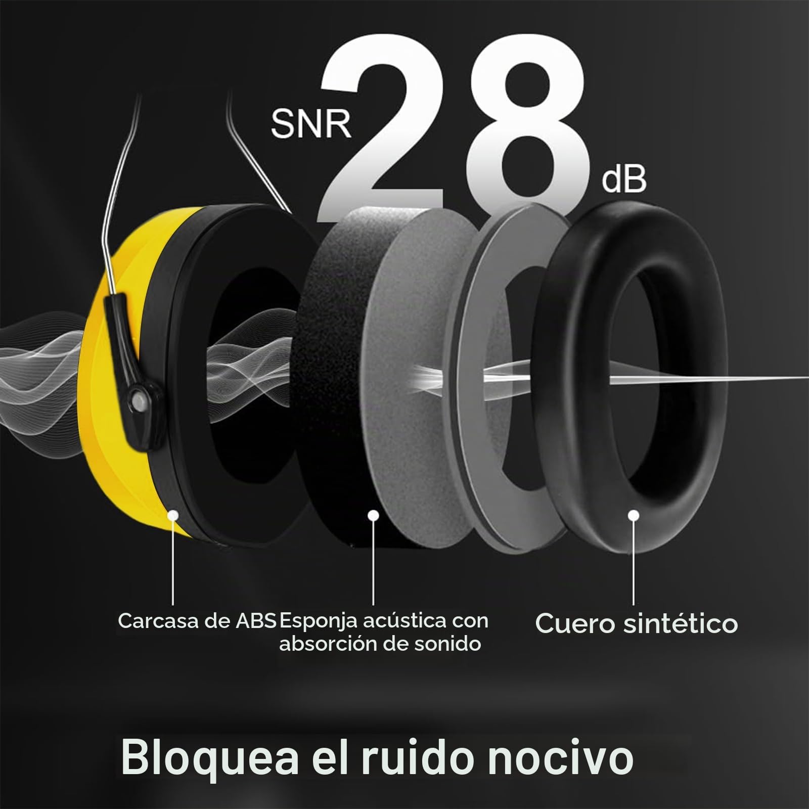 flintronic Casco Antiruido, Protectores Auditivos SNR 28/22/25 dB, Ajustable Cascos Insonorizacion, para Adultos/Niños, para el Trabajo, Estudiar