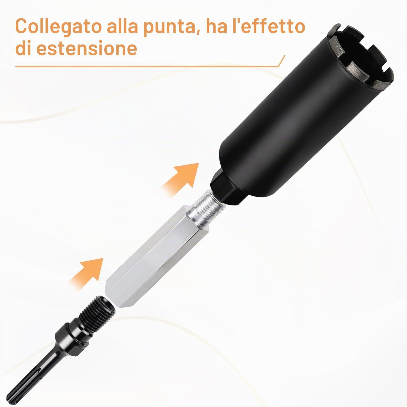 CPROSP Estensione per Corona Diamantata, Prolunga per Carotatrice Lega di Alluminio 1 1/4 UNC 300 mm, Prolunghe per Trapano 1 1/4, Lunghezza Della Filettatura 250 mm