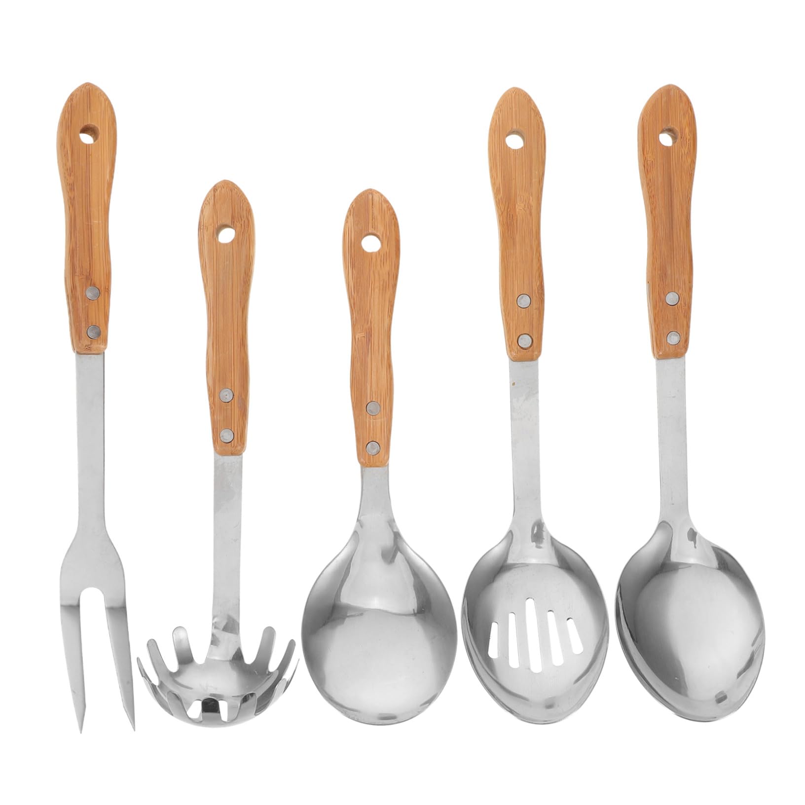 Hohopeti 5 Piezas de Cocina con Mango Inoxidable Resistente para Servir Ensaladas Pasta y Sopas Herramientas Versátiles para Uso Diario y Camping