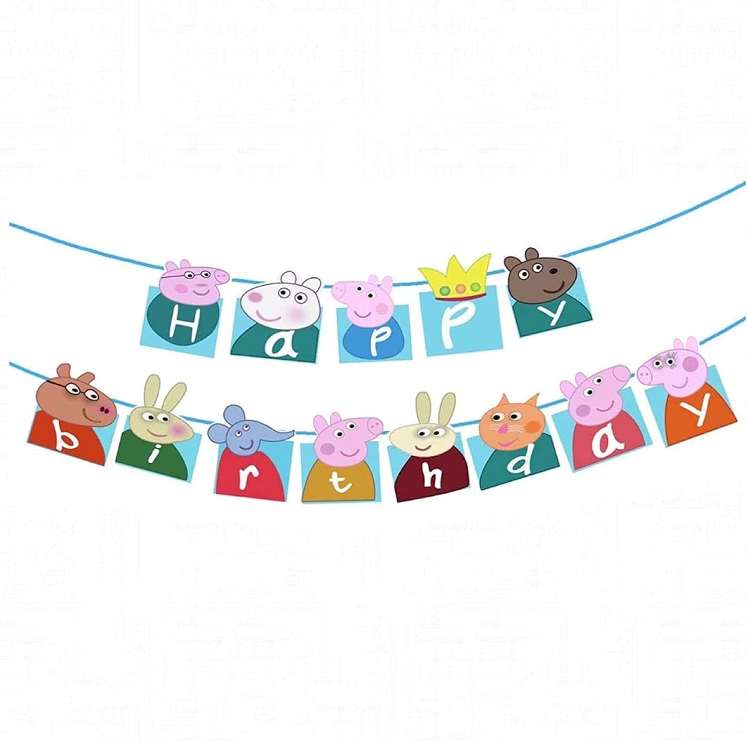 HIGHLAND Peppa Pig Happy Birthday Banner – Peppa Pig Birthday Party Supplies - Peppa Theme Birthday Decoration – Girl’s Birthday Decoration