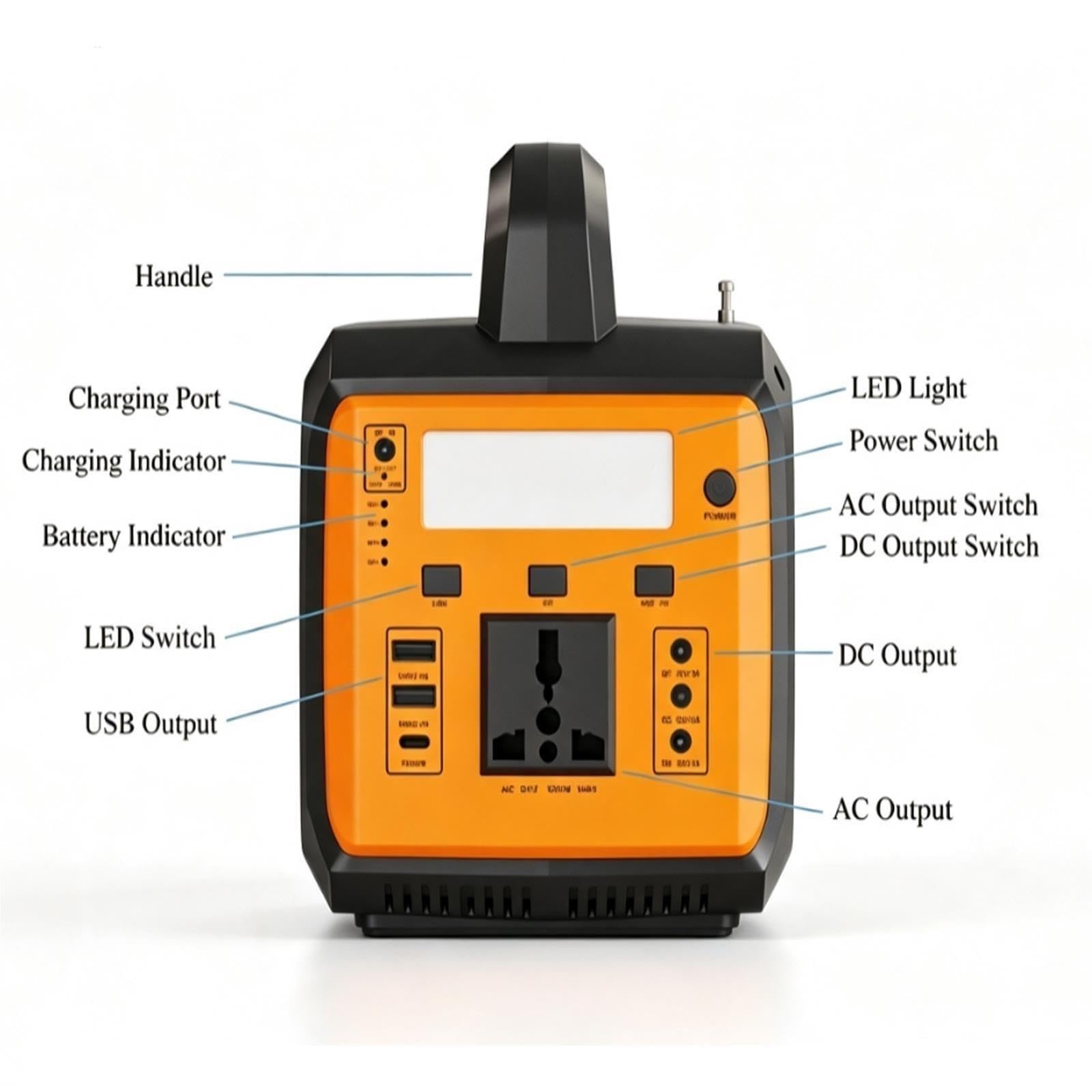 100W Camping Solar Power Station Built-in Bluetooth Speaker,76.8Wh LiFePO4