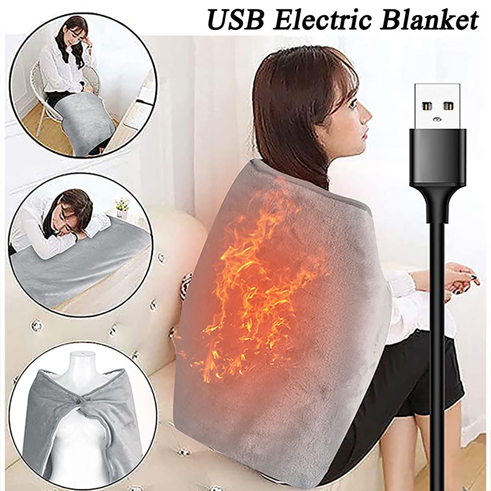 Couverture Chauffante USB 100x70cm En Flanelle - Portable, Lavable, Température 35-45°C, Pour Maison, Bureau, Voyage