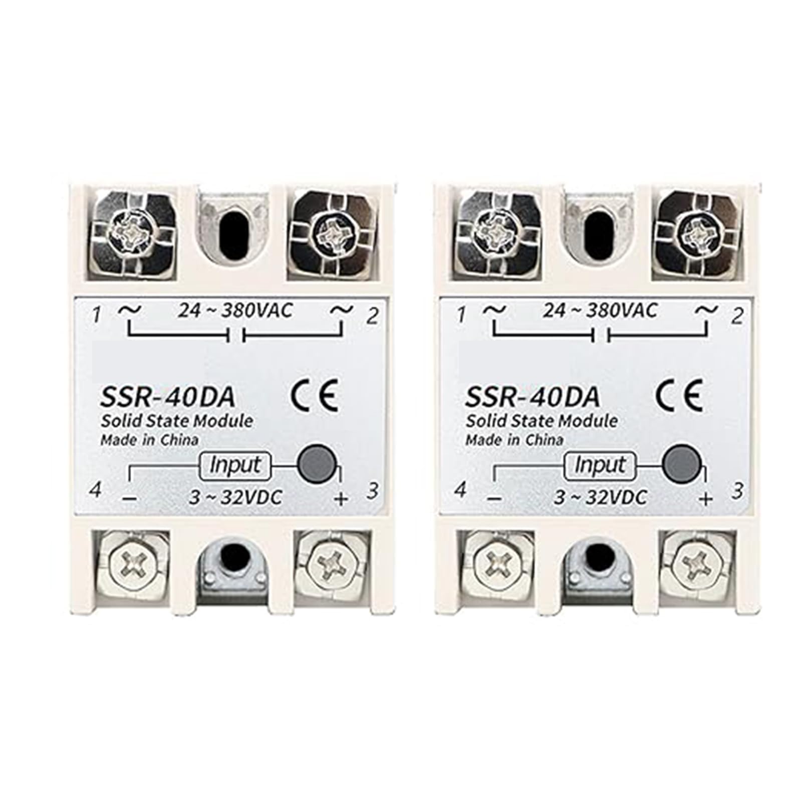 CAM2 SSR-40DA Solid State Relay Module, 2 Pieces, 3-32VDC Output, 24-380VAC 40A, Heat Sink, Relay 40A, Compact Size, High ReliabilityGlobal Recycled StandardGlobal Recycled StandardGlobal Recycled Standard