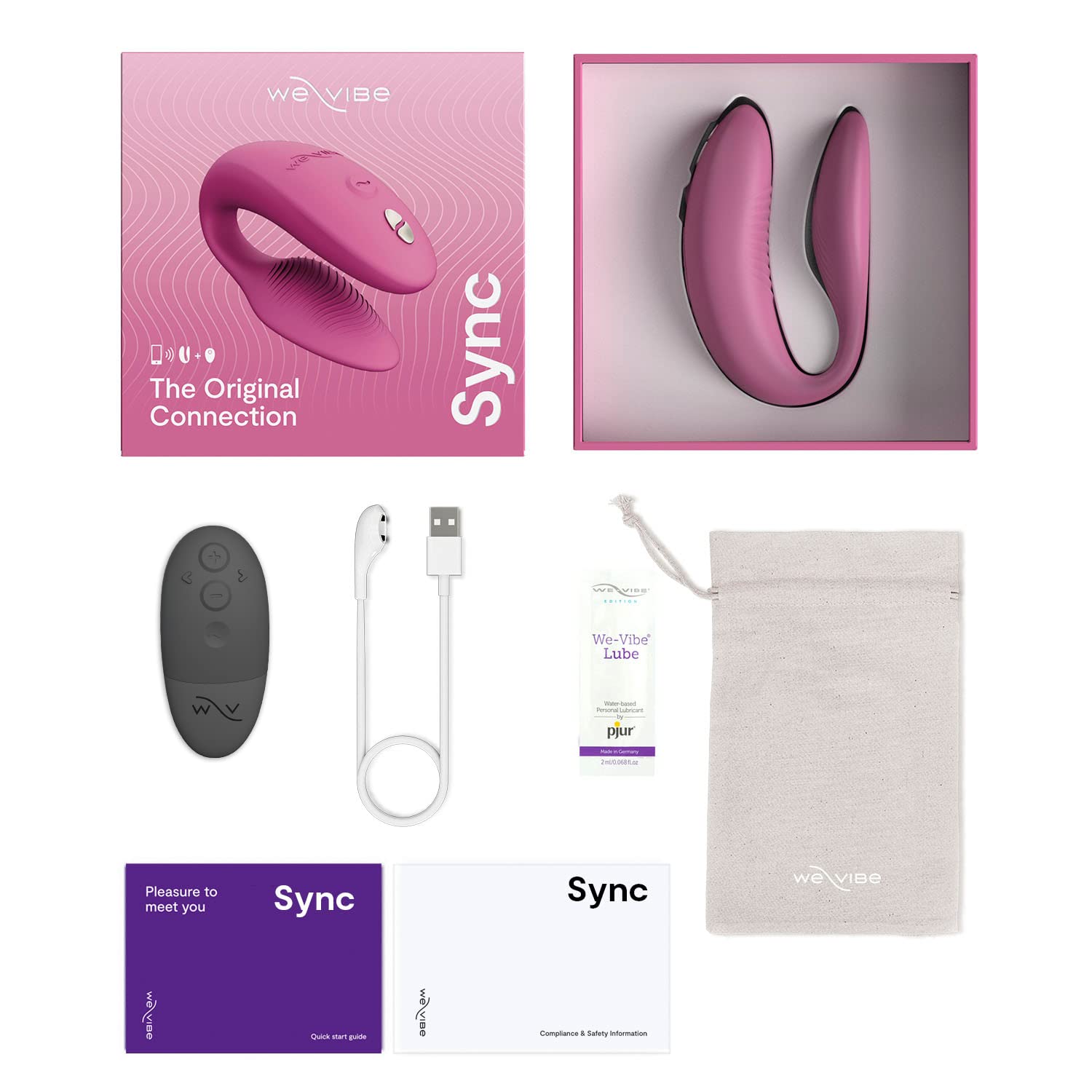 We-Vibe Sync 2 Vibrador para parejas con control por mando - Juguete sexual vibrante - Estimulación del punto G y del clítoris - Control por app y por mando - Para juegos sexuales de adultos - Rosa