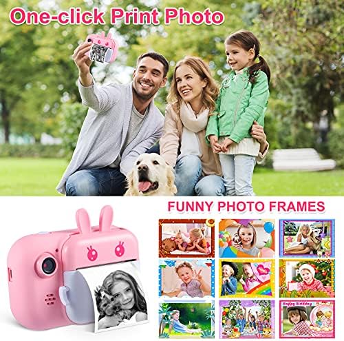 MINIBEAR Instant Camera for Kids, 40MP Kids Digital Camera 2.4 Inch 1080P HD Screen Video Camera for Boys, Girls Toy Camera, Child Selfie Camera Toddler Camera Kids Camcorder w 32GB TF Card (Pink+ABS)