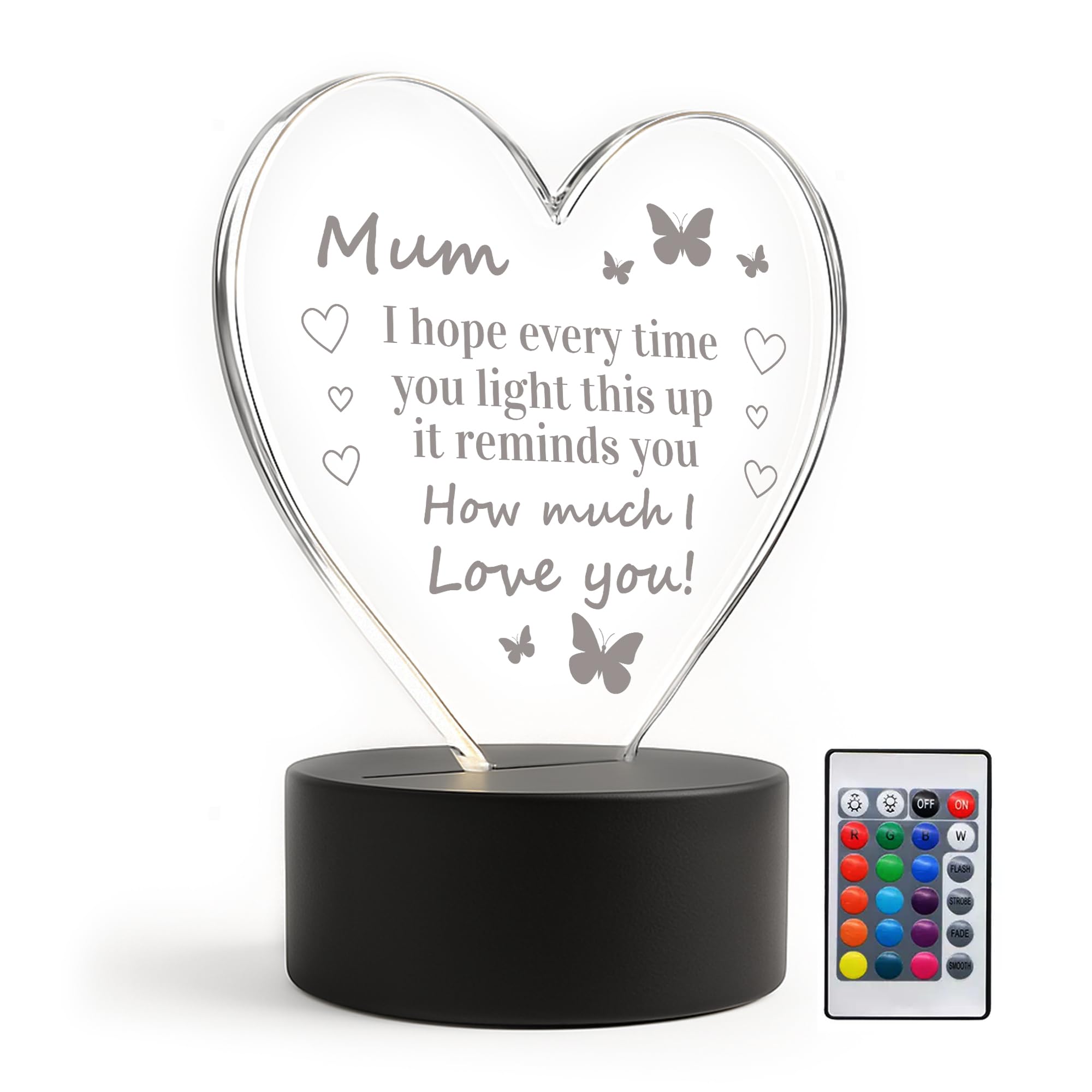 RED OCEAN Gifts for Mum, Mum Birthday Gifts Acrylic Light, Mum Gifts from Daughter Or Son, Mothers Day Gifts for Mum, LED Bedside Lamp Presents for Mum Mummy
