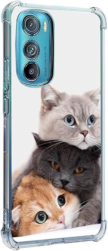 Beaucov Funda para Motorola Edge 2022, funda marrón con protección contra caídas de gato a prueba de golpes, funda protectora de cuerpo completo