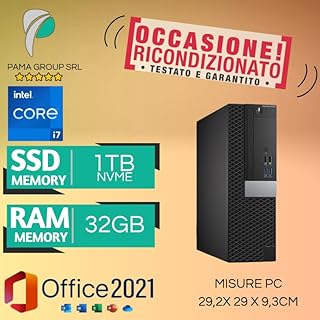 Pc Computer Business, Desktop sff, pronto all'uso, Core i7 6th, Ram 32gb DRR4, Disco SSD 1TB Nvme, Windows 11 e Office 2021, W-fi usb, Garanzia 12 mesi (Ricondizionato) (i7|Ram 32gb|ssd 1tb)