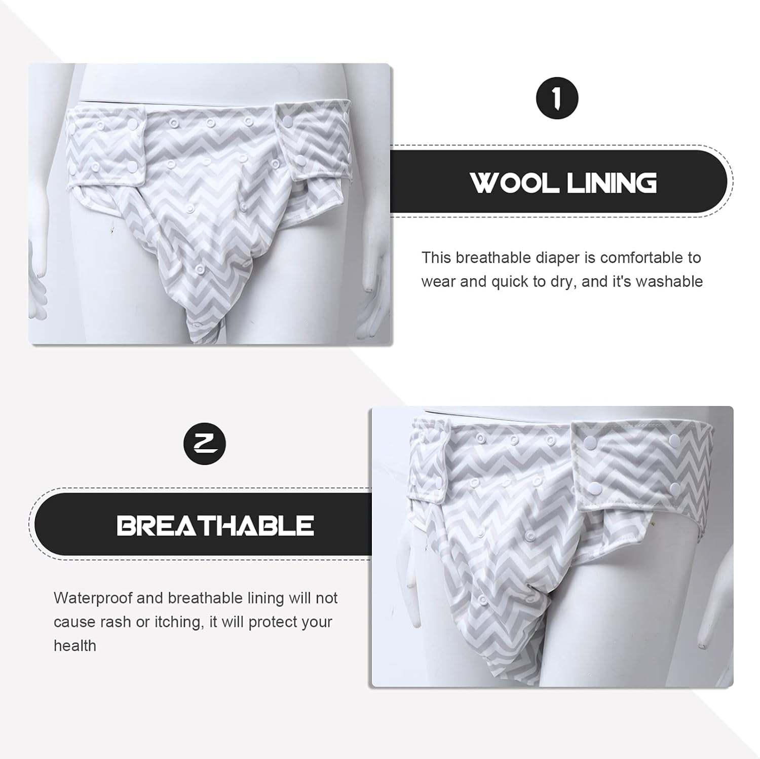 Healifty Leakproof Reusable Cloth Adult Diaper with Waterproof Breathable Lining Adjustable Waist for Elderly Men Women Overnight Heavy Flow Protection
