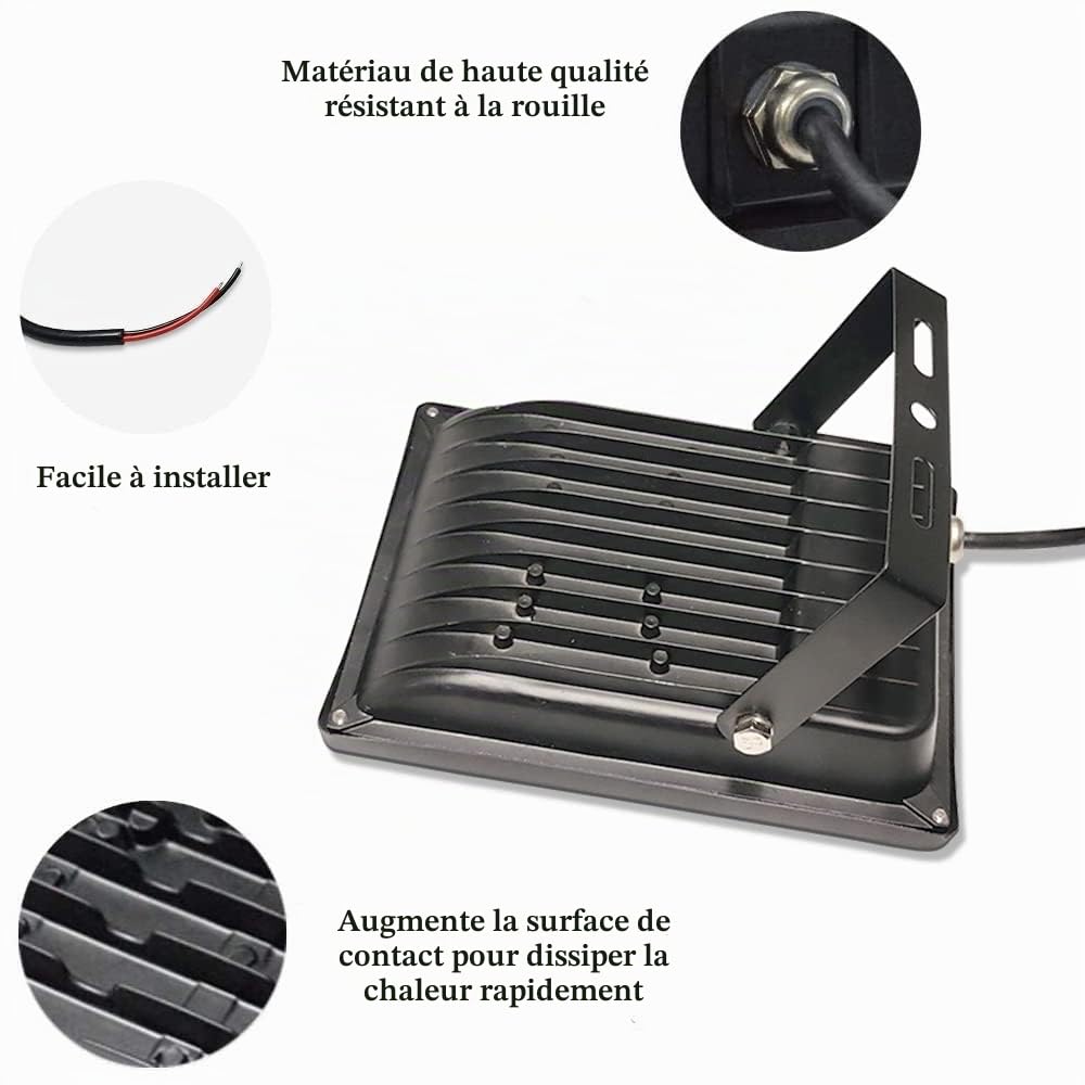 Paquet de 2 Projecteurs 12V-24V DC, Projecteur LED Spot Exterieur 50W, Projecteur Etanche IP66 pour Jardin Extérieur,Jardin, Garage/Atelier,Patio