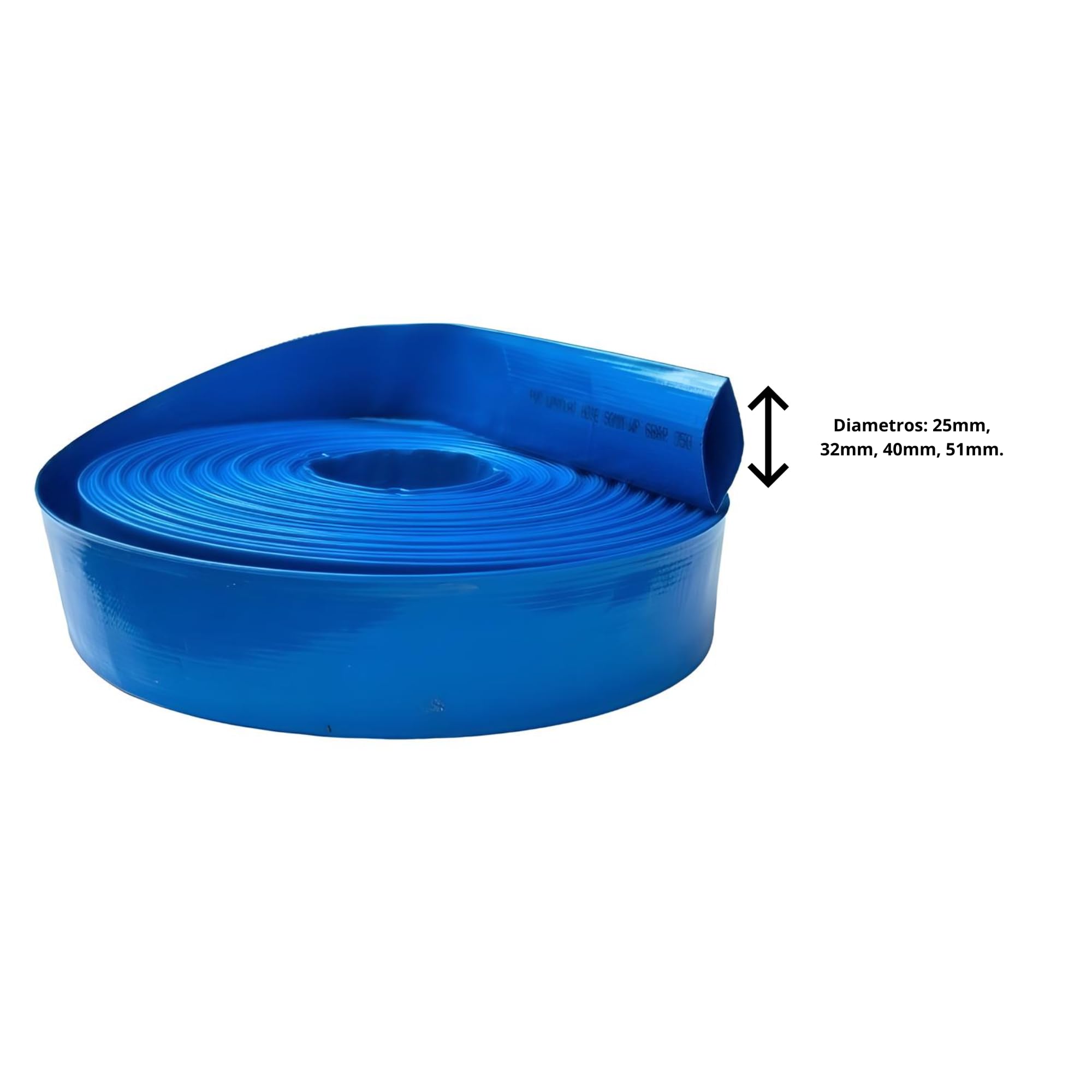 Gobeflat Medium. Manguera Plana para descarga de agua, riego y bombas de achique. Presion 6 Bares. (52mm T50m)