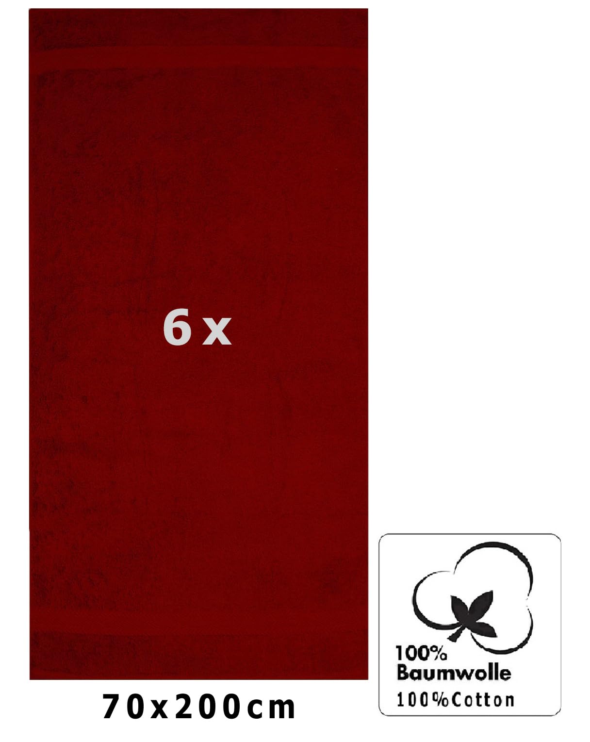 Betz 6 sztuk ręczników do sauny, zestaw ręczników do sauny, jakość premium, 100% bawełna, frotte, rozmiar XXL, 70 x 200 cm, kolor rubinowy