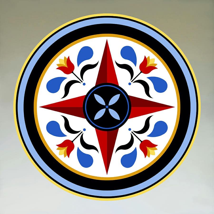 Pennsylvania Dutch Hex Round Antique Tin Sign 12x12inch for Home Door Garden Bar Restaurant Cafe Office Shop Bar Club Sign Gift