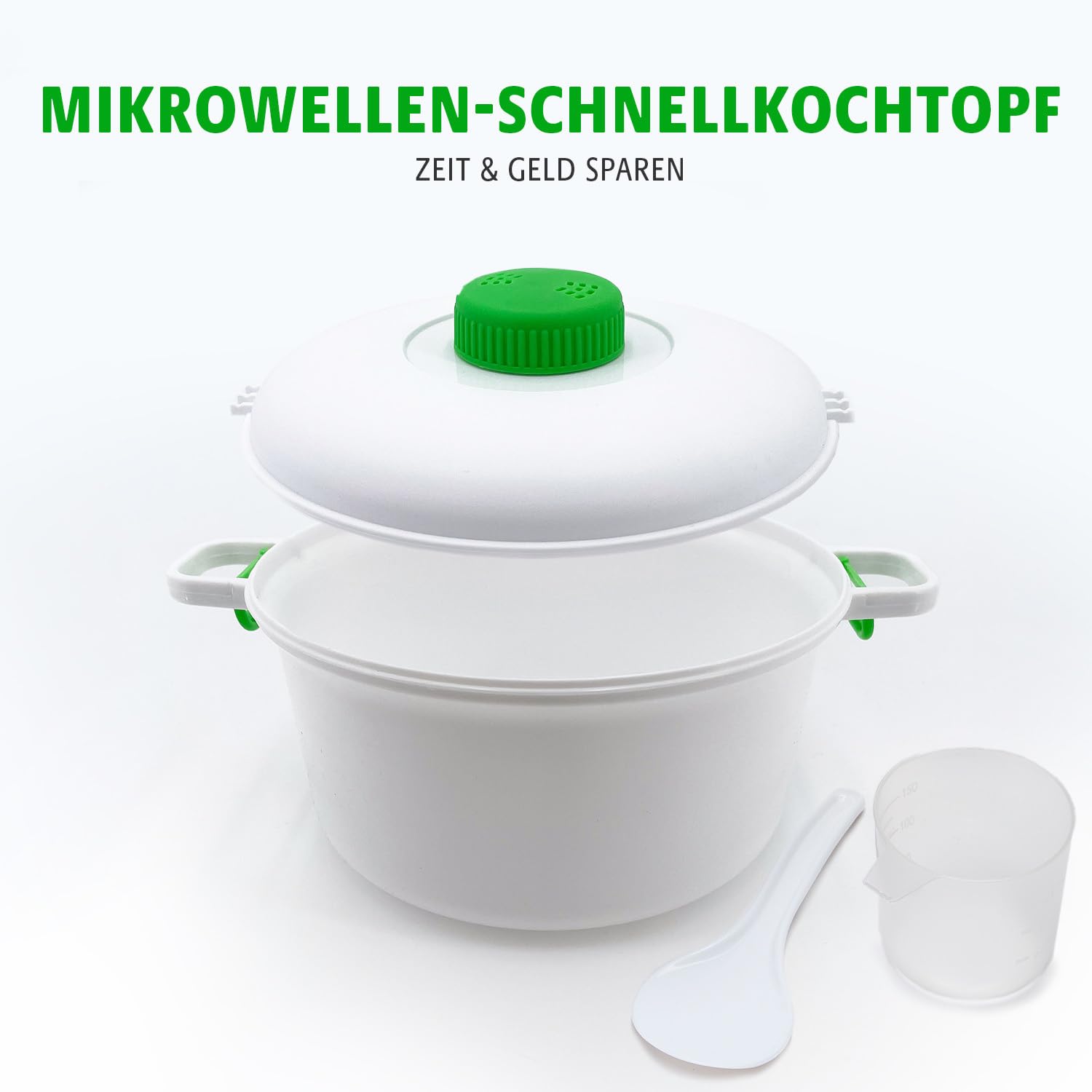 Basilico® Pentola a Pressione per Microonde 2,8L con Valvola di Vapore, Pentola a Pressione & Pressure Cooker per il Microonde – Salva Tempo & Energia – Incl. Cucchiaio & Misurino – per Es. Verdure