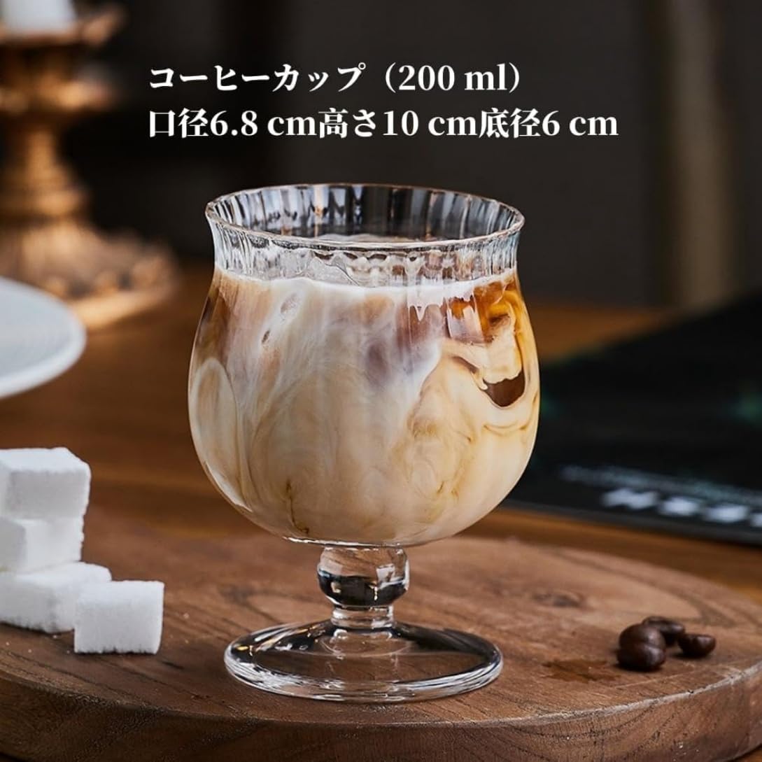 Amazon | Akasooda 美しい脚付グラス ゴブレット 耐熱ガラス 200ml