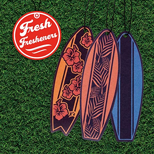 Image of Outdoor Adventure Car Air Freshener 4 Pack Scented With Premium Oils By Fresh Fresheners (Surfboard)