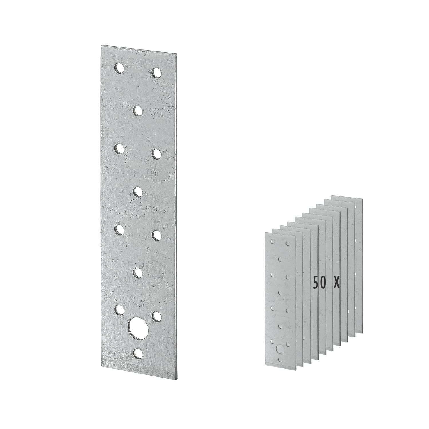 50 piastre forate siwitec 200 x 50 mm, piastra di montaggio in lamiera forata sendzimir zincato, marcatura CE, connettore in legno resistente alle intemperie, lamiera forata in acciaio per giunti di