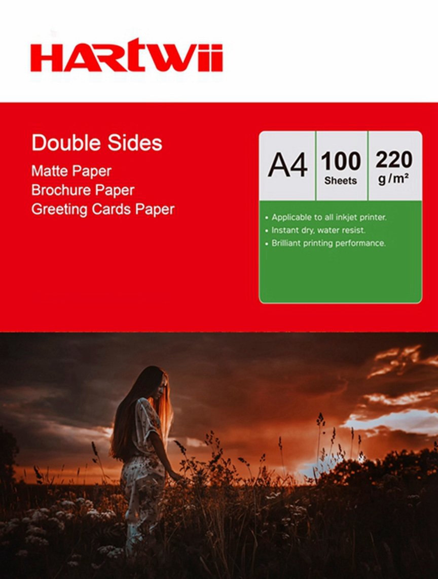 A4 Photo Paper 220Gsm Double Sides Printed Matte Matt High Glossy - 100Sheets Inkjet Paper Both Sides Printing Super White Hartwii