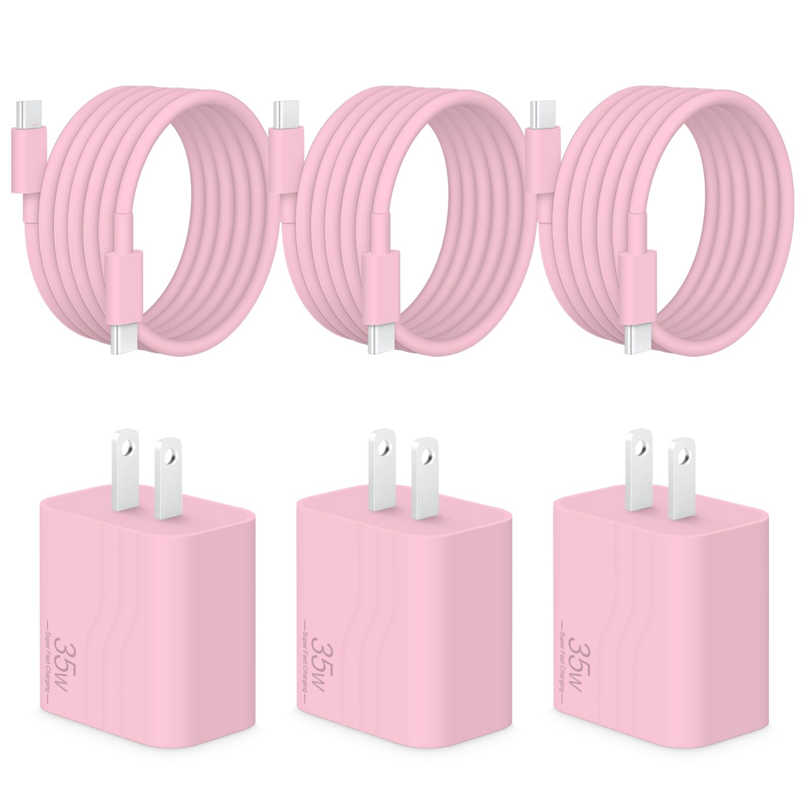 35W Type C Fast Charger Compatible with iPhone 17 16 15 Charger Fast Charging 3-Pack USB C Charger