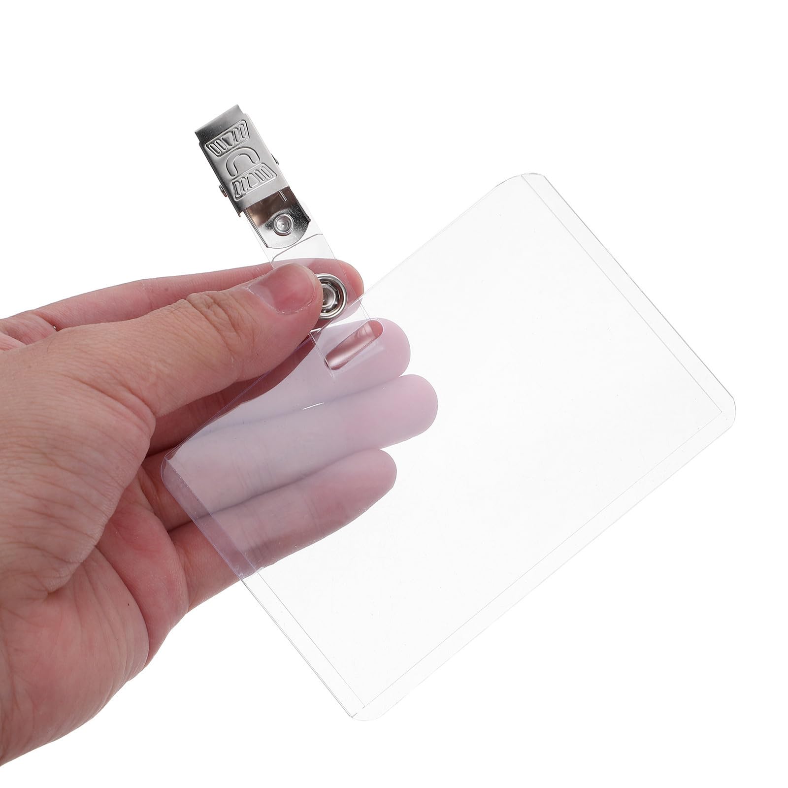 COHEALI 50 Ensembles Porte-badge Rigide avec Clip en Plastique et Fer, Résistant la Casse la Flexion, pour Bureau et Usine, Porte Carte D'identification Transparent et Étanche