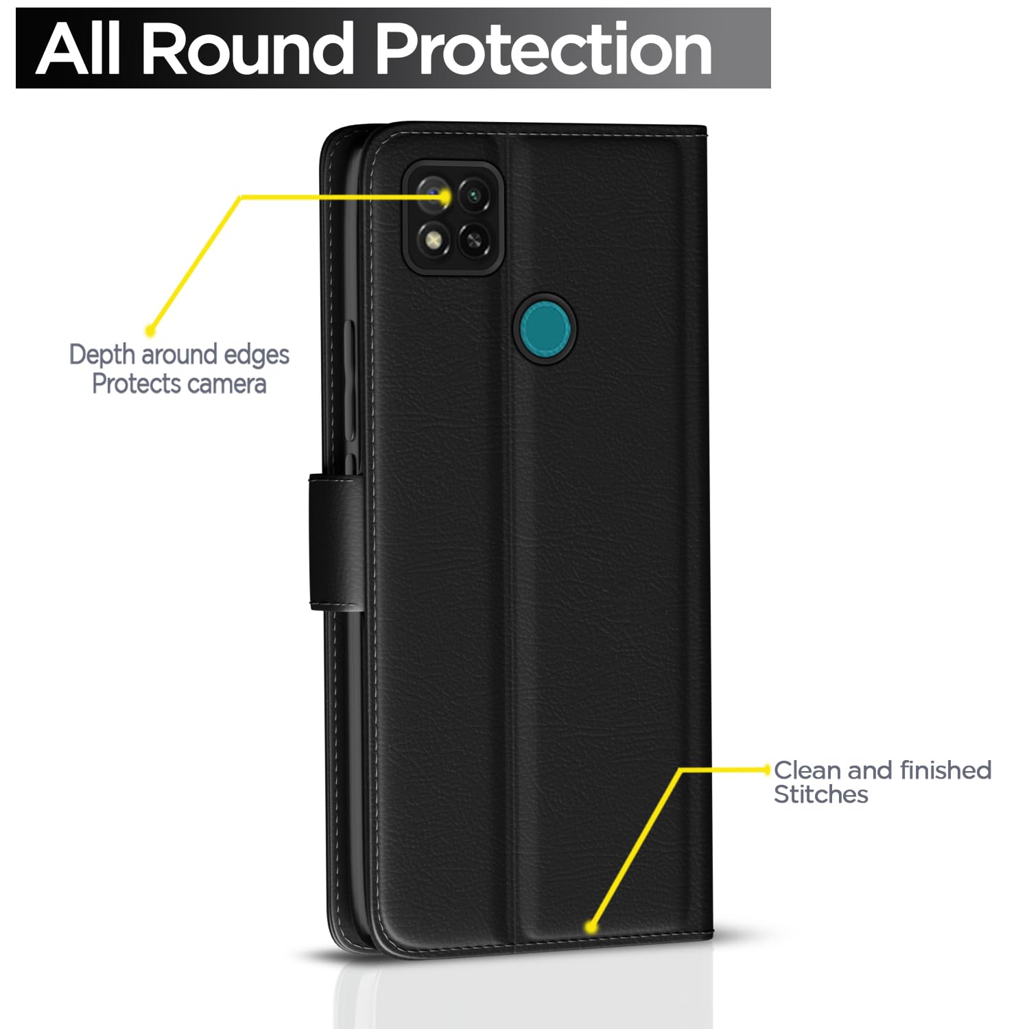 Pikkme Flip Cover Leather Finish | Inside TPU with Card Pockets | Wallet Stand and Shock Proof | Complete Protection Flip Case for Redmi 10A/10A Sport/Redmi 9/Redmi 9 Activ/9C/Poco C31(Black) 10 61JQyAz9shL. SL1500